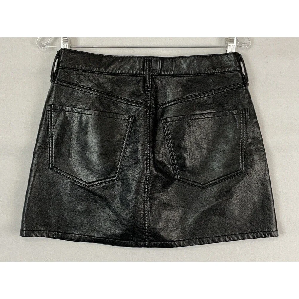 Citizens of Humanity Women 26 Mini Skirt Black Recycled Leather Beatnik Edgy Y2K